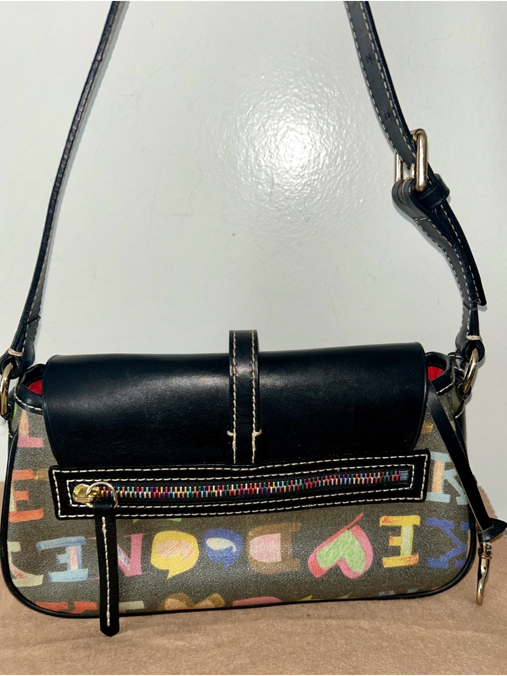 Dooney & Bourke Doodle (Crayon Graffiti) Collection Flap
Shoulder Bag.  Y2K Rare - Picture 2 of 9
